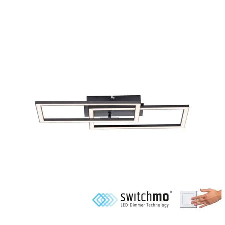 LED ceiling light black Switchmo technology elongated frame black flat
