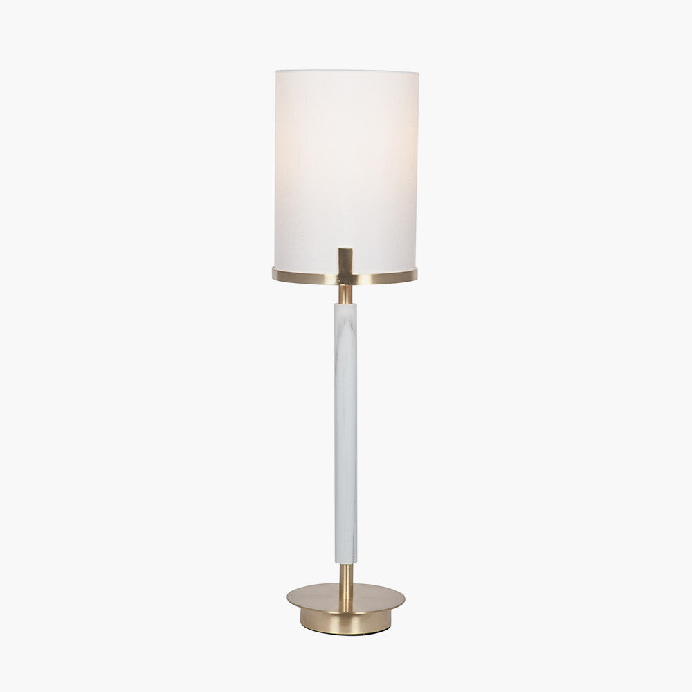 Midland Champagne Gold Metal and Marble Effect Table Lamp