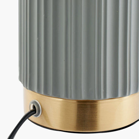 Ionic Grey Textured Ceramic and Gold Metal Table Lamp