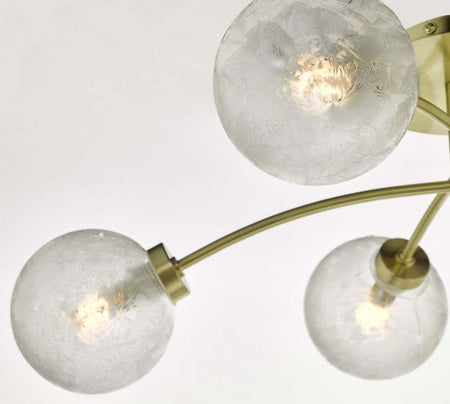 Avari 6 Light Semi Flush Satin Brass And Clear Frosted Glass