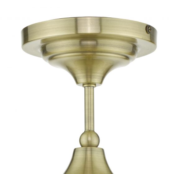Caden Bathroom Semi Flush Antique Brass Opal Glass IP44