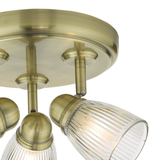 Cedric Bathroom 3 Light Spotlight Antique Brass Glass IP44