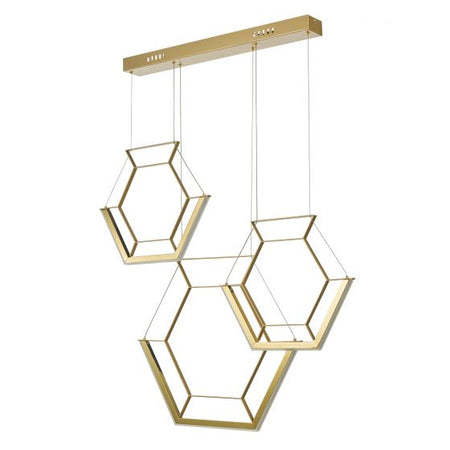 Hexagon 3 Light Pendant Gold LED