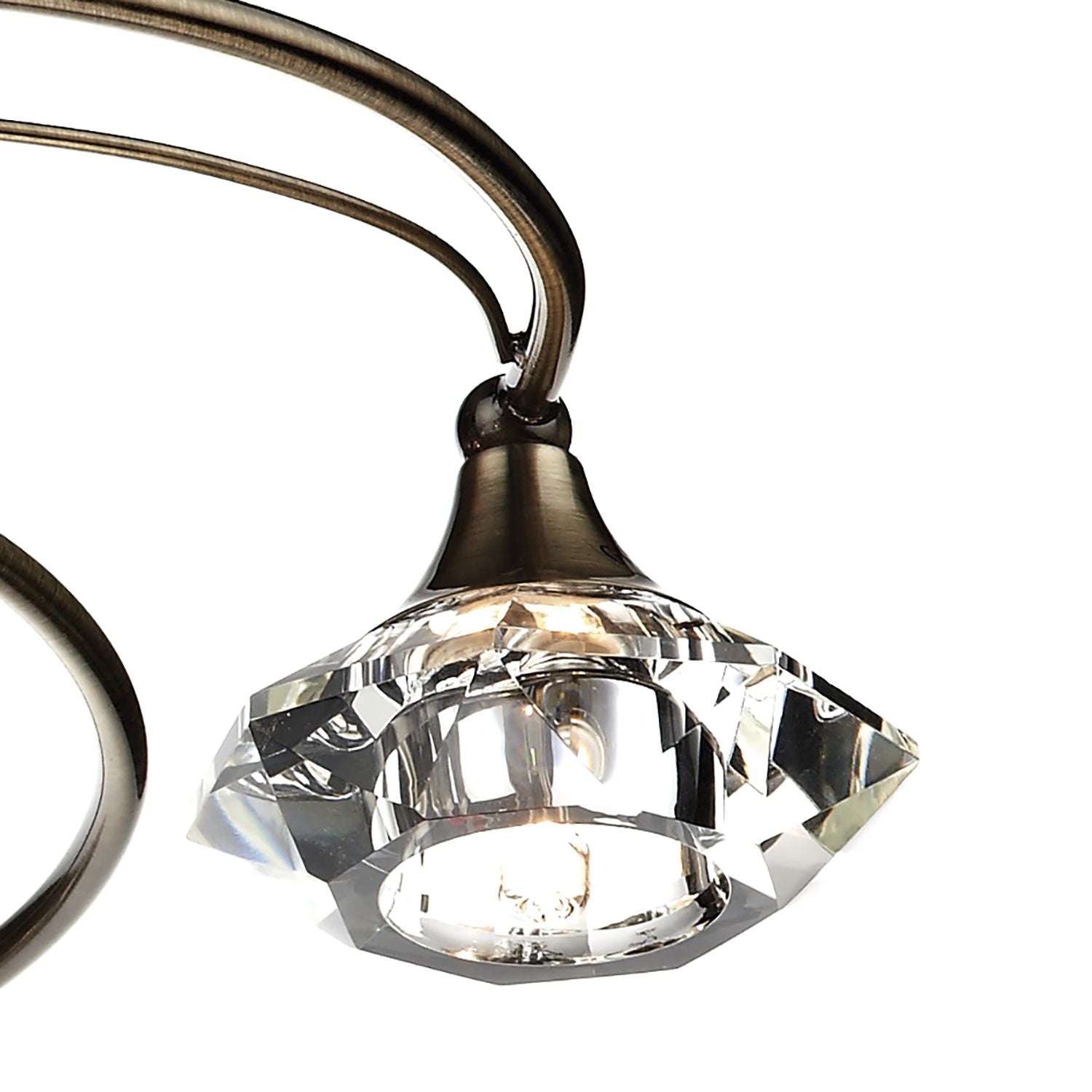 Luther 6 Light Semi Flush Antique Brass Crystal