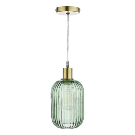 Sawyer Easy Fit Pendant Green Ribbed Glass