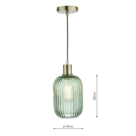Sawyer Easy Fit Pendant Green Ribbed Glass