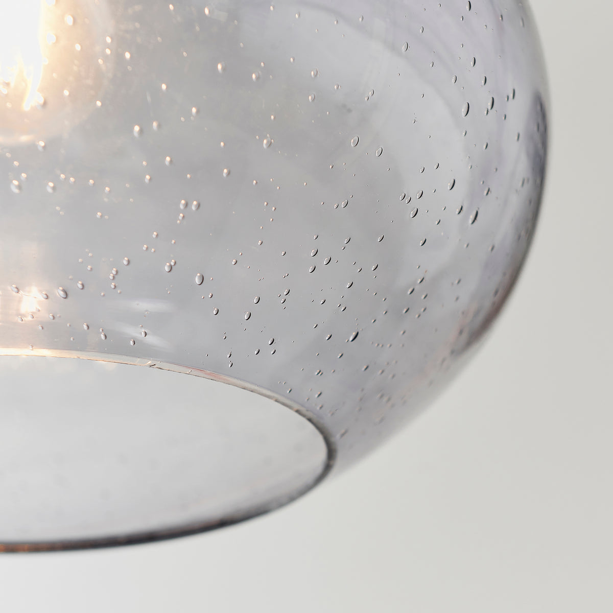 Dimitri 1lt Pendant easyfit Grey glass with bubbles