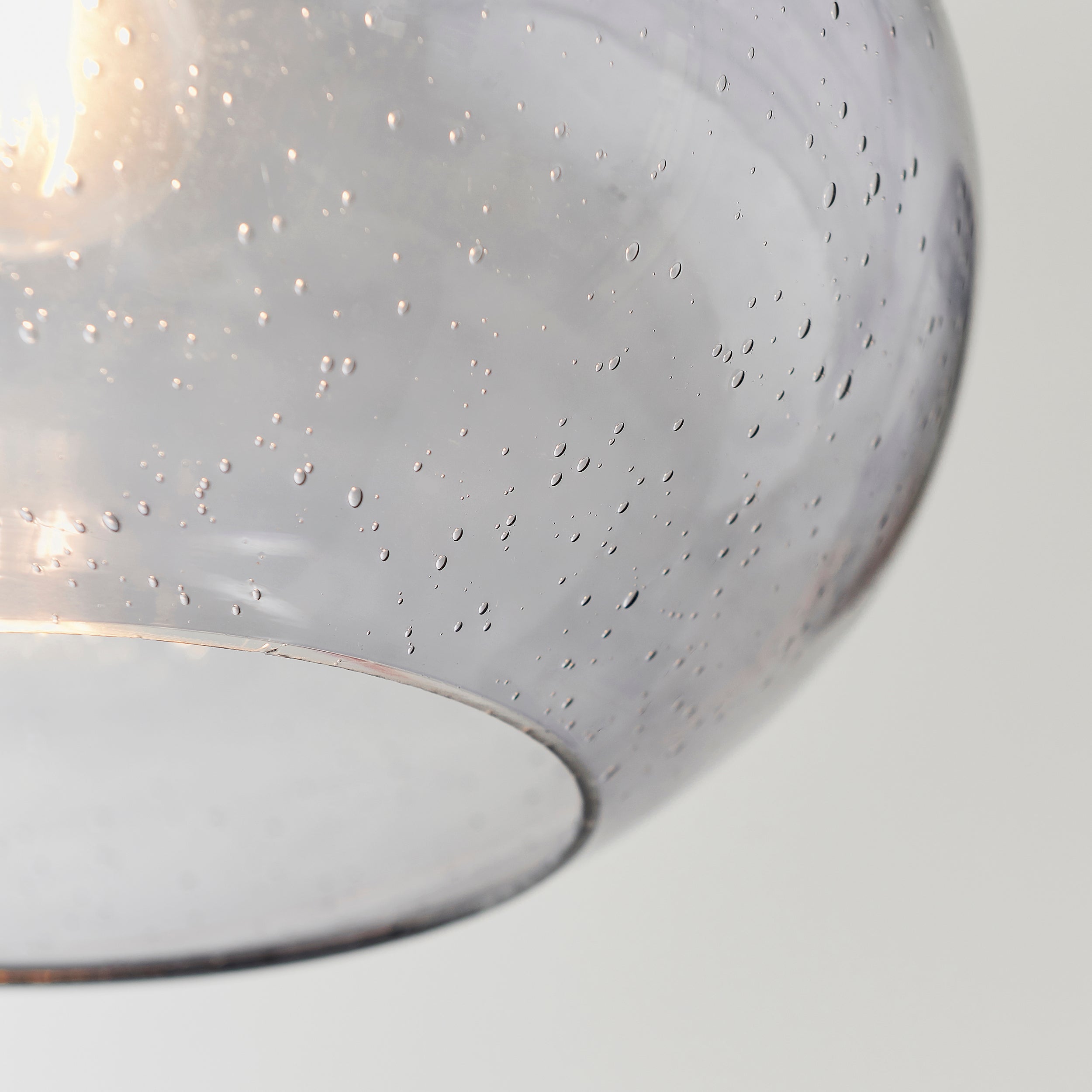 Dimitri 1lt Pendant easyfit Grey glass with bubbles